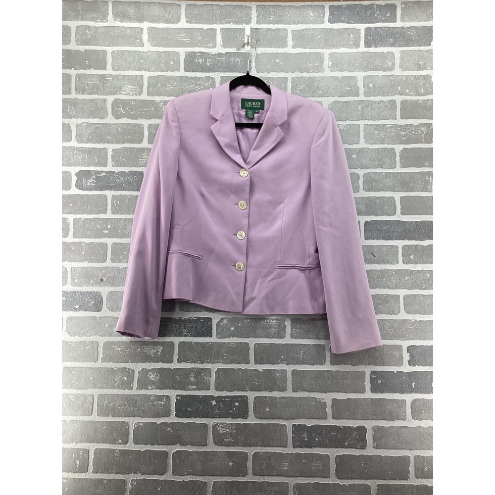 Lauren Ralph Lauren Lavender 100% Silk Blazer Jacket Purple Womens 14